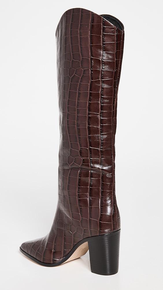 Schutz Womens Maryana Croc-Embossed Block Heel Pointed-Toe Tall Boots Product Image