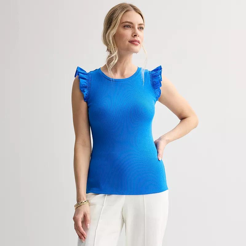 Womens Nine West Mixed Media Flutter Top Product Image