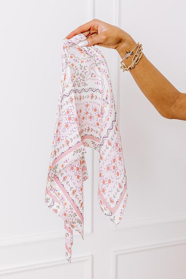 Garden Picnic Satin Scarf in Pink Product Image