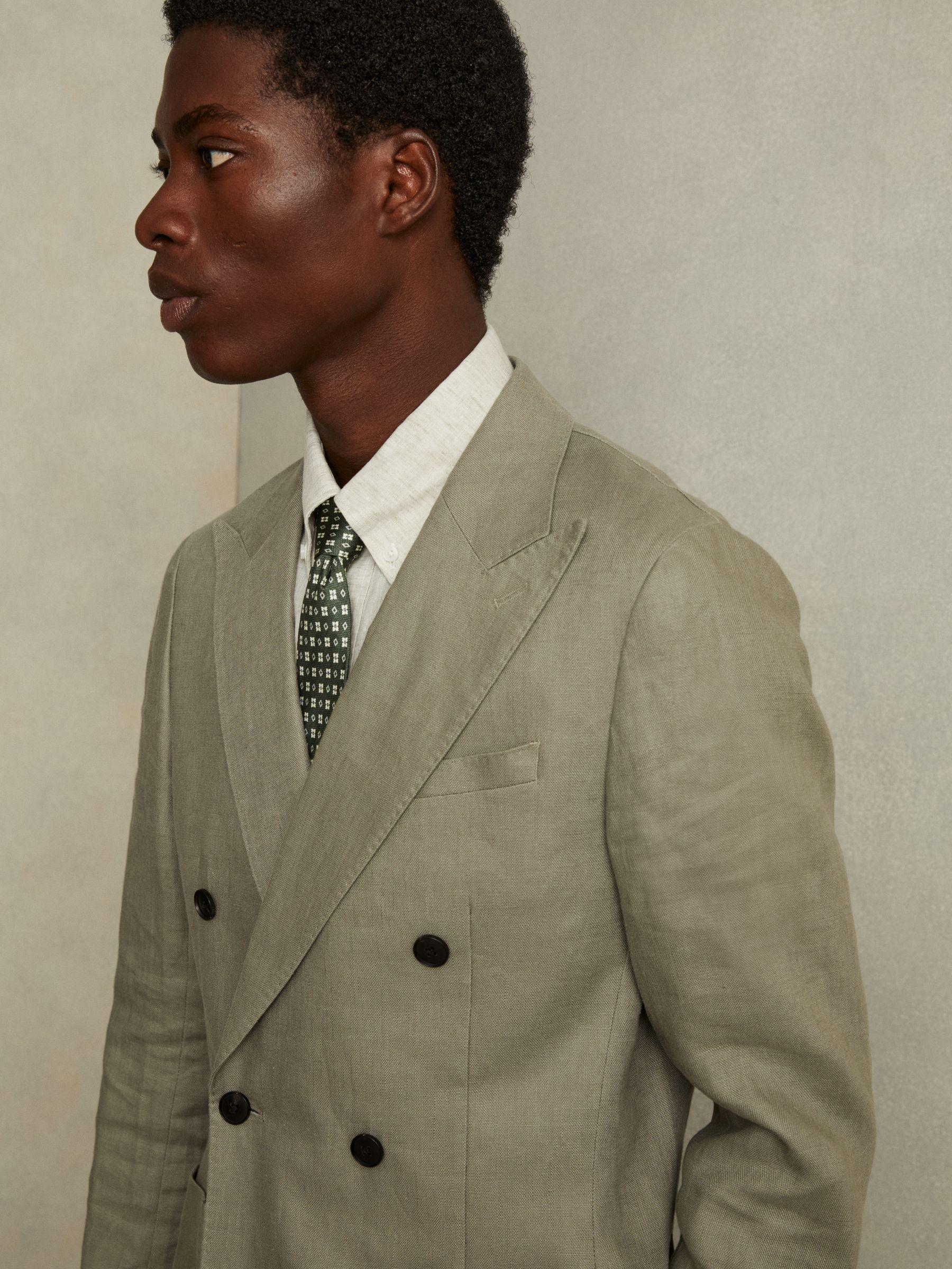 Silk Medallion Print Tie in Olive Product Image