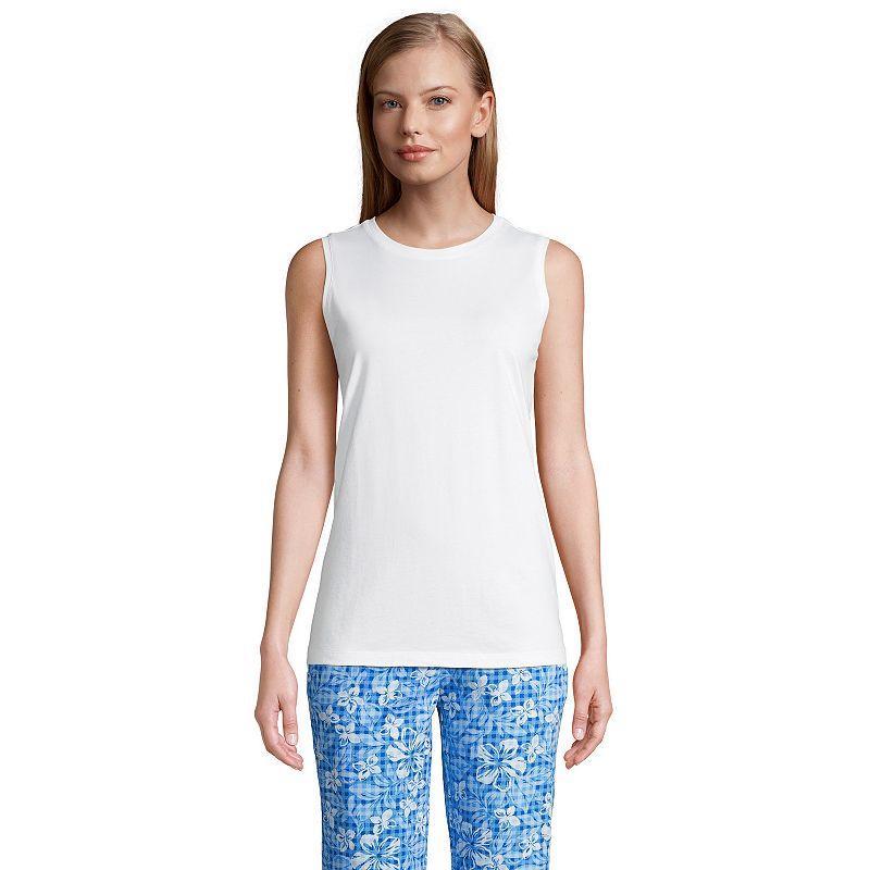 Petite Lands' End Power Performance Tunic Tank Top, Women's, Size: Medium Petite, White Product Image