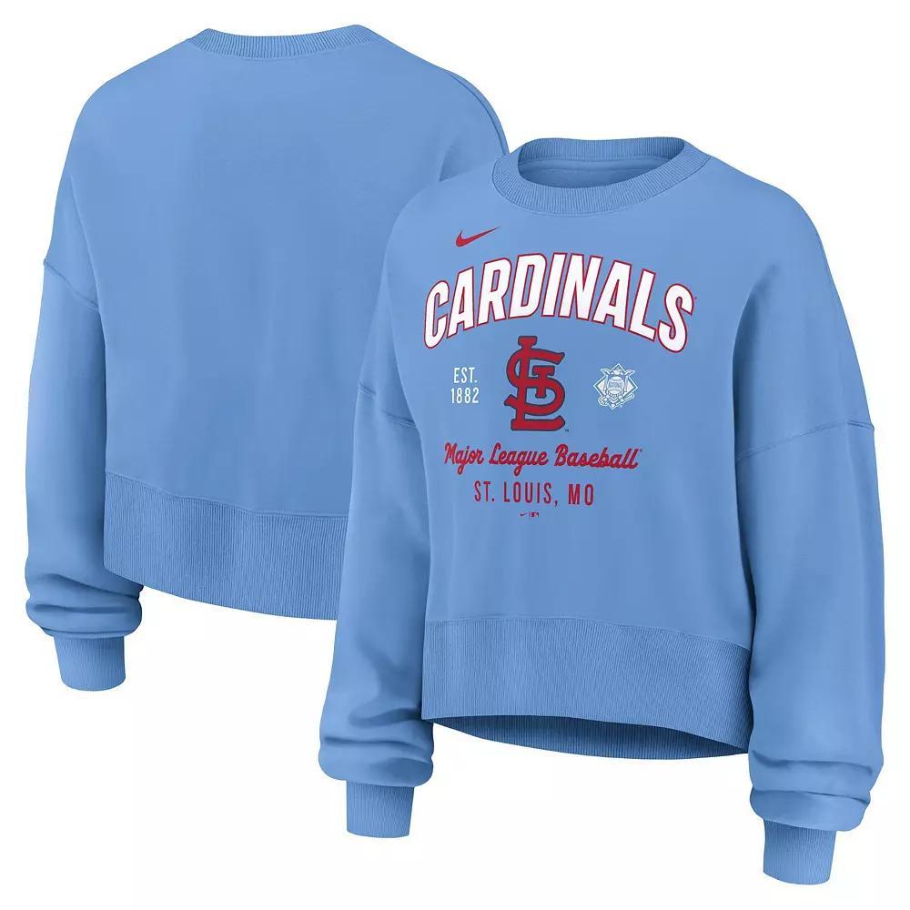 Women's Nike Light Blue St. Louis Cardinals Oversized High Hip Pullover Sweatshirt, Size: 2XL Product Image