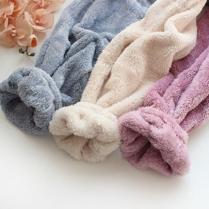 Elastic Waist Plain Harem Fleece Pajama Pants Product Image