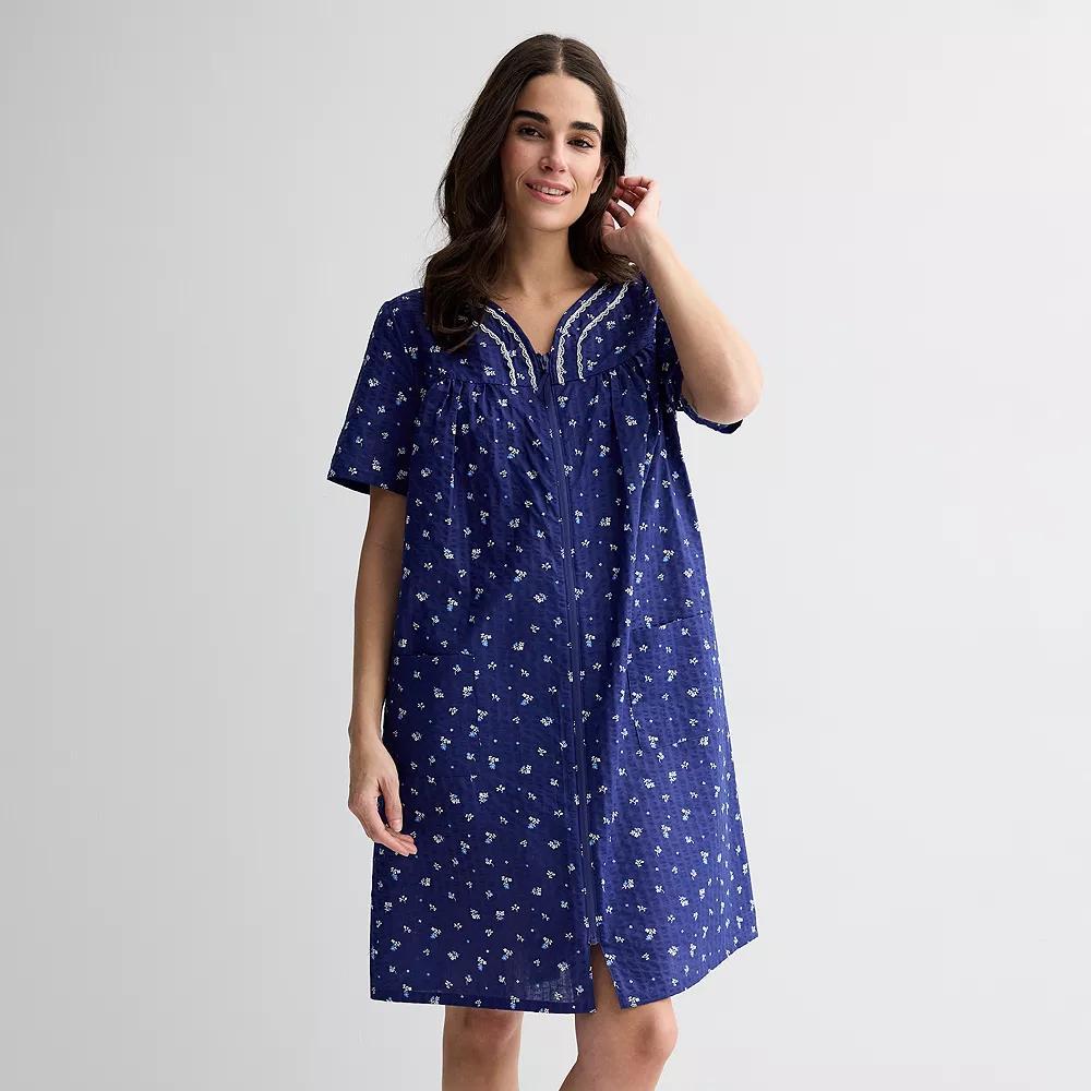 Womens Croft & Barrow Woven Zip Short Robe Product Image