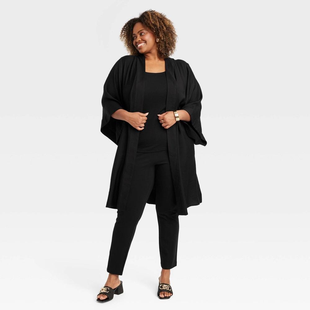 Womens High-Waisted Ponte Pull-On Pants - Ava & Viv Black Product Image