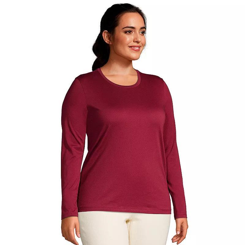 Plus Size Lands' End Long Sleeve Relaxed Supima Cotton Crewneck Tee, Women's, Size: 1XL, Grey Heather Product Image