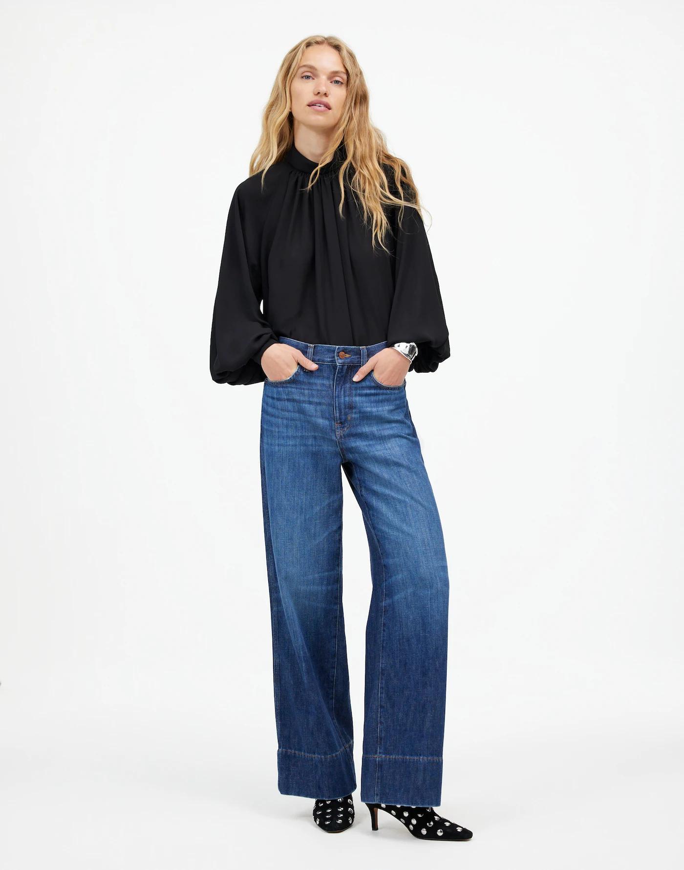 Turtleneck Long-Sleeve Top in Chiffon Product Image