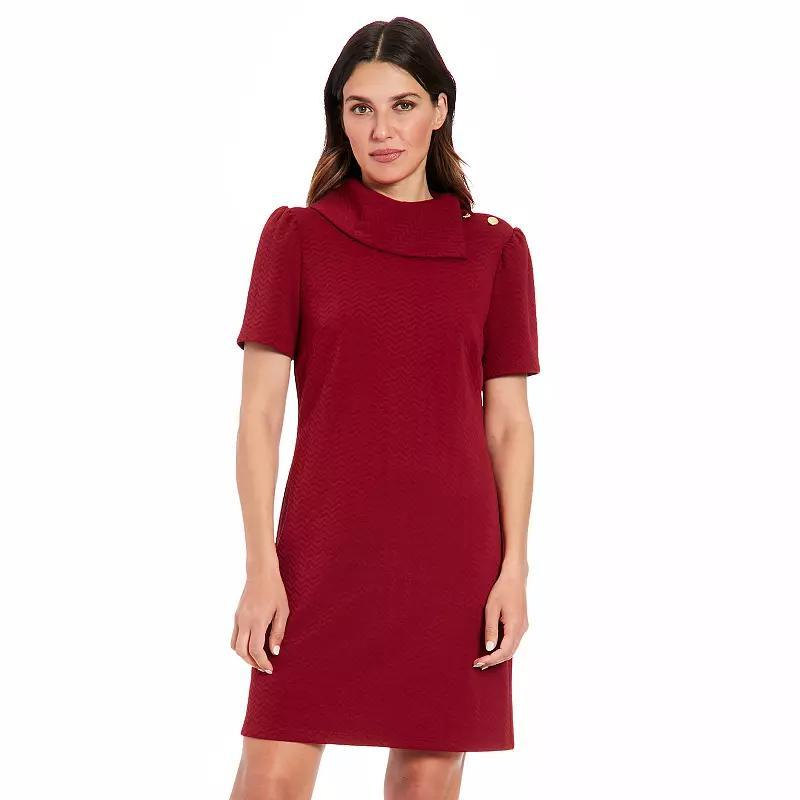 Women's London Times Envelope Neck Shoulder Button Detail Shift Dress, Size: 10, Deep Red Product Image