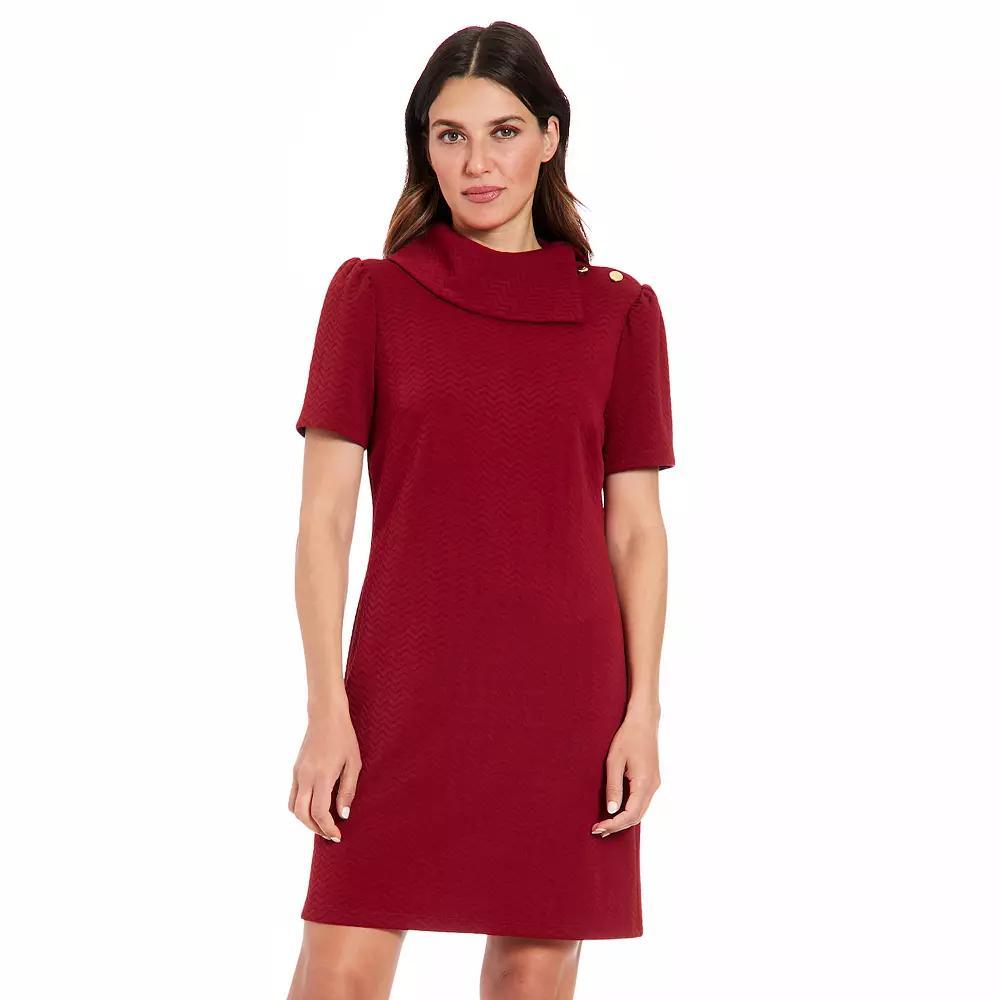 Women's London Times Envelope Neck Shoulder Button Detail Shift Dress, Size: 10, Deep Red Product Image