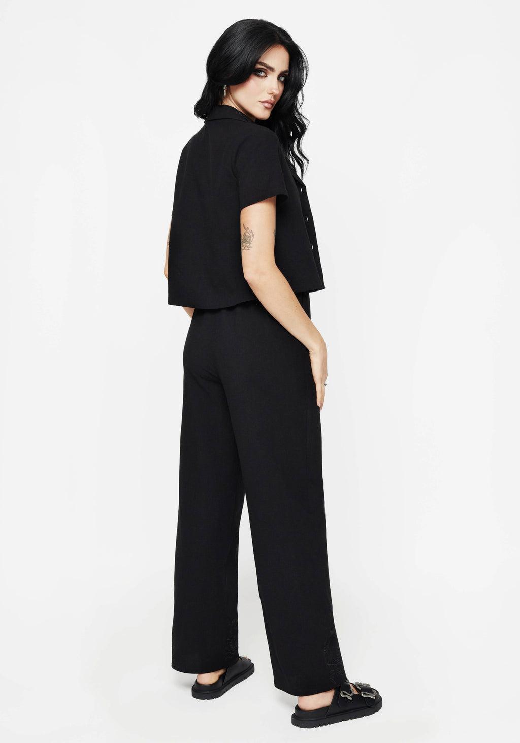 Thorell Embroidered Cotton Wide Leg Trousers Product Image