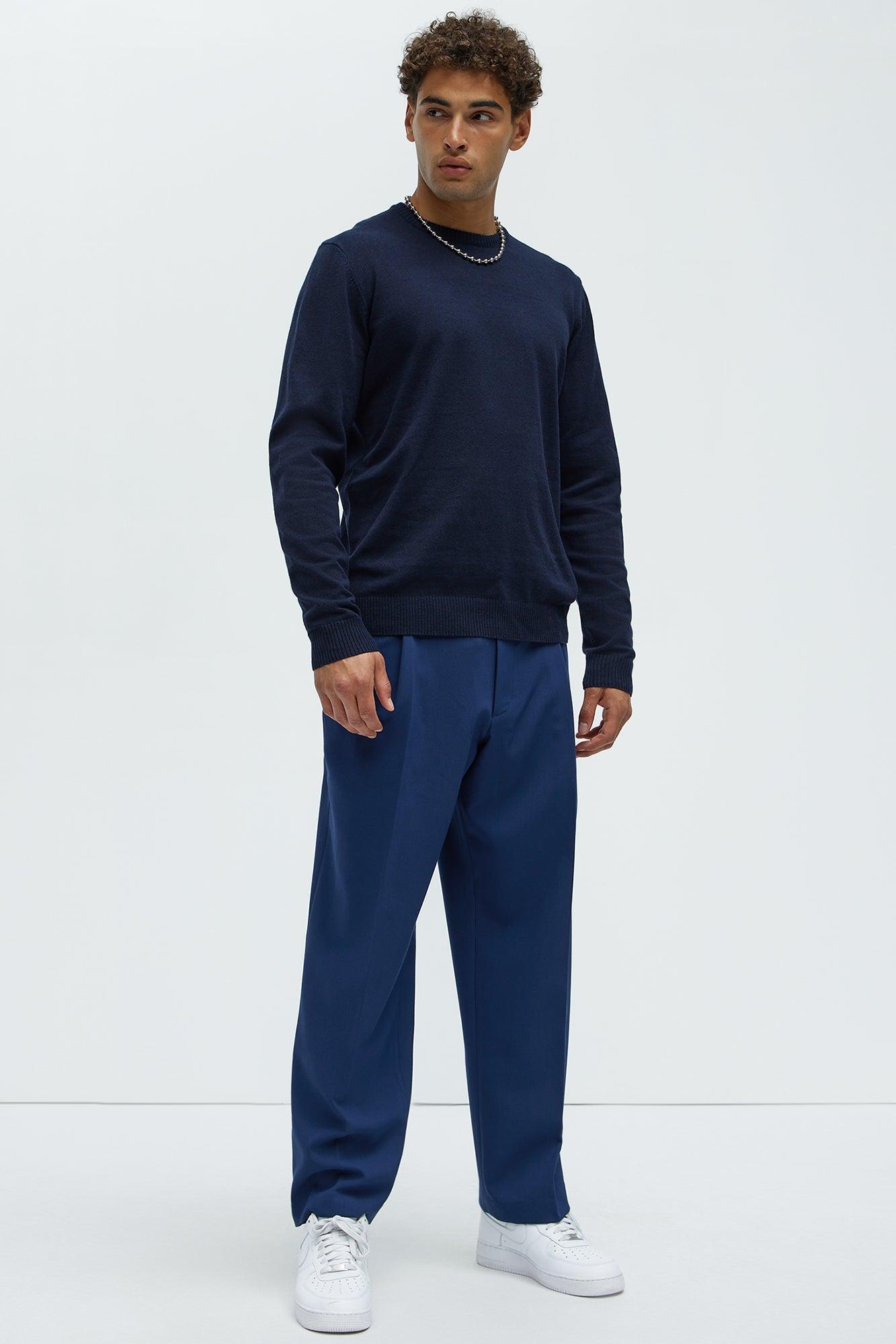 Cozy and Cool Crewneck Sweater - Navy Product Image