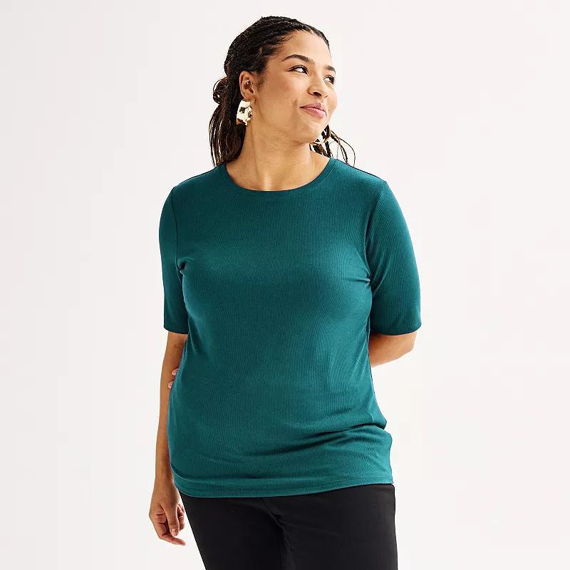 Plus Size Nine West Fitted Elbow Sleeve Top, Womens Maddie Purple Product Image