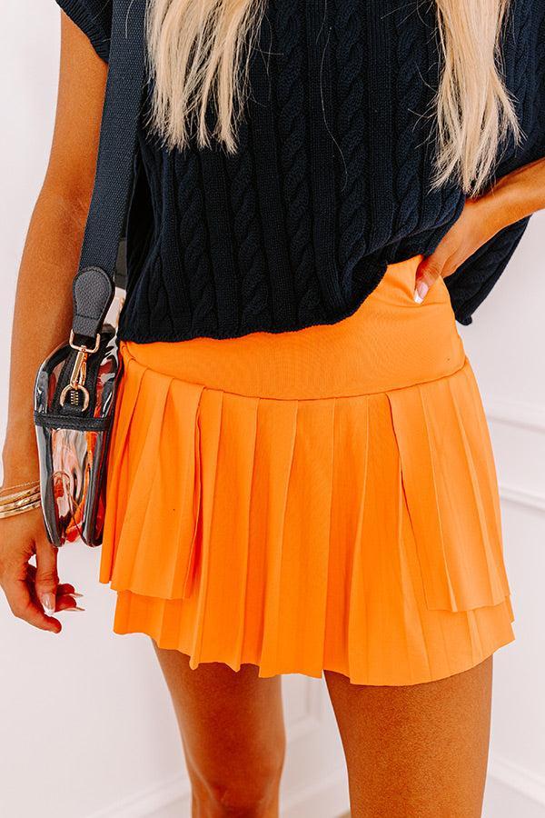 Prep Perfect High Waist Pleated Skort in Orange Product Image