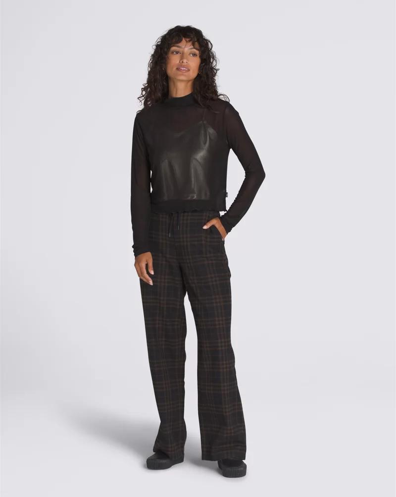 Mesh Satin Long Sleeve Top Product Image