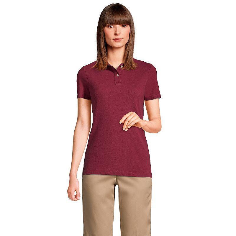 Womens Lands End School Uniform Short Sleeve Mesh Polo Shirt Red Product Image