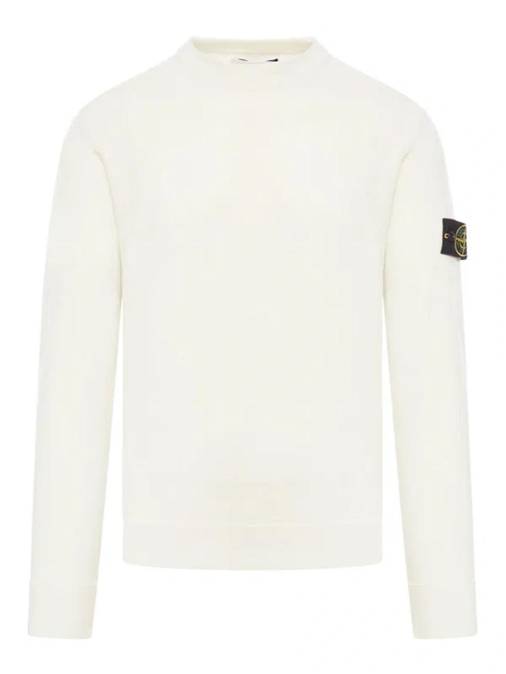 STONE ISLAND Logo Patch Crewneck Sweatshirt In Nude & Neutrals Product Image
