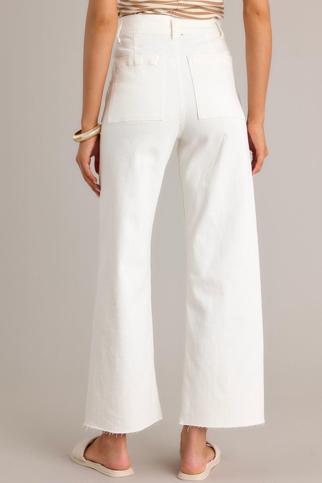Crisp Canvas White Denim Wide Leg Jeans Product Image