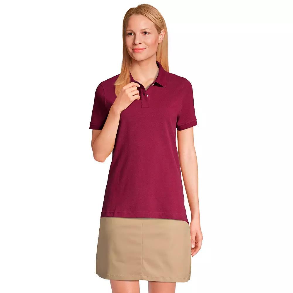Womens Lands End School Uniform Short Sleeve Mesh Polo Shirt Classic Blue Product Image