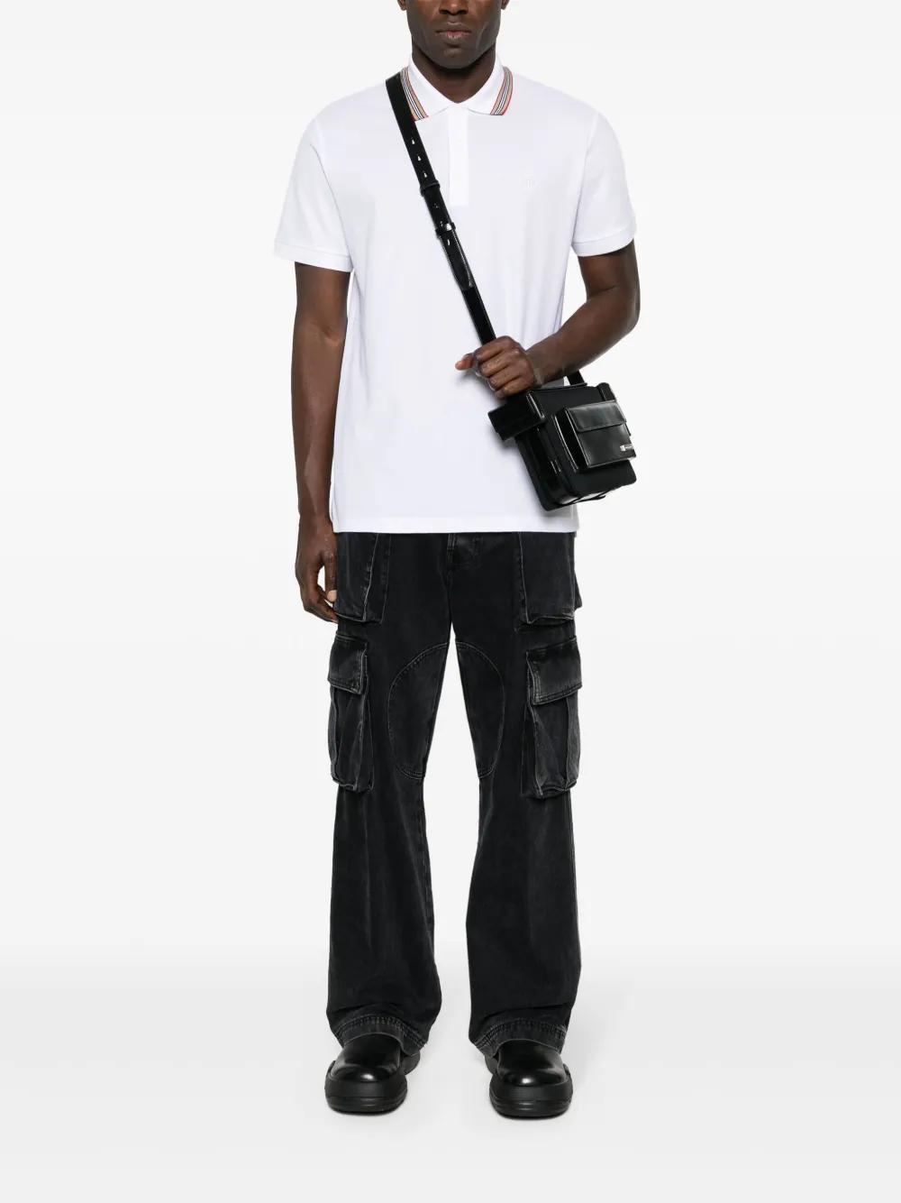 striped-collar polo shirt Product Image