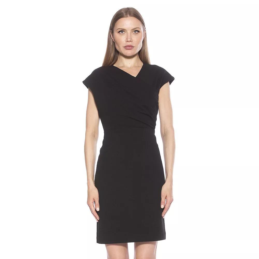 Women's ALEXIA ADMOR Daisy Draped Surplice Bodycon Mini Dress, Size: Large, Black Product Image