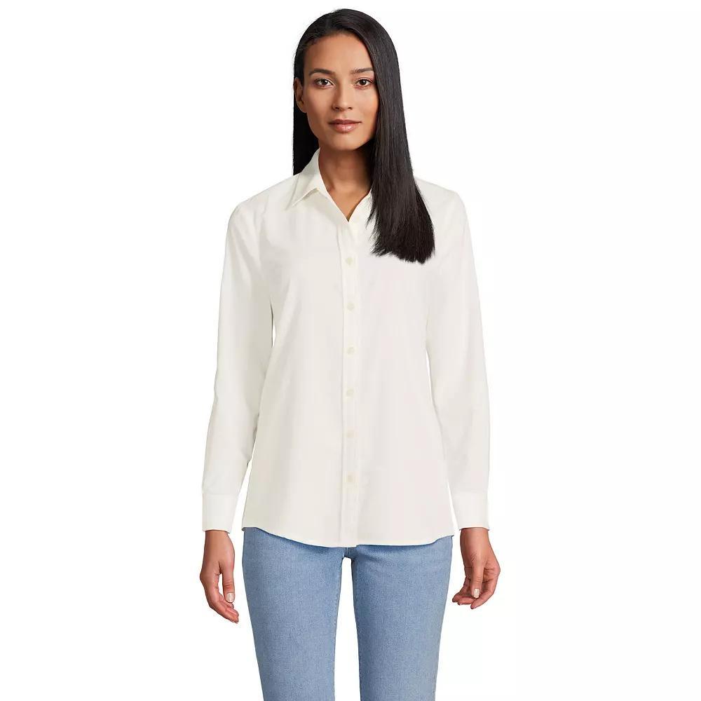 Women's Lands' End Long Sleeve Shirt, Size: Small, Ivory Product Image