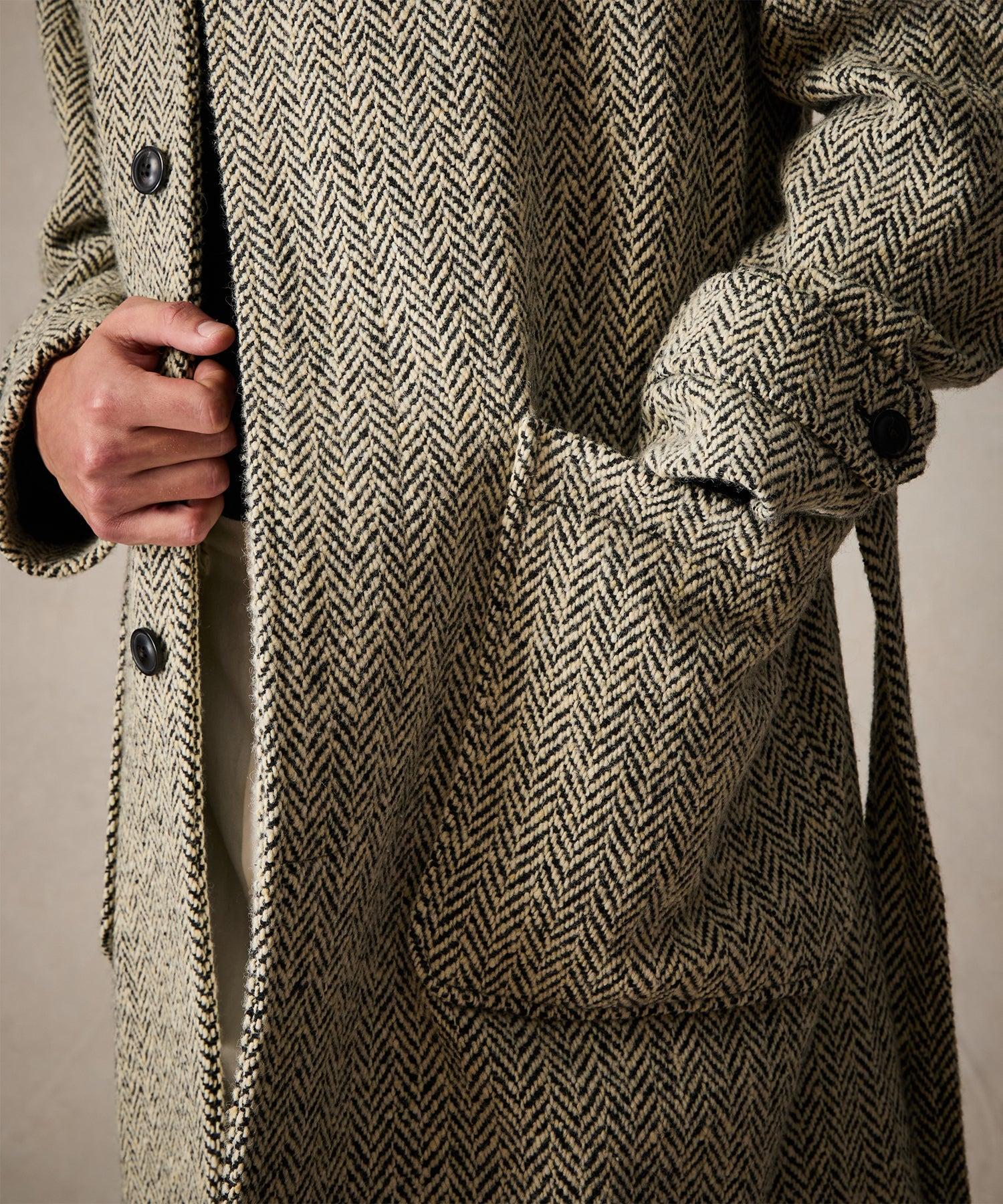 Oversized Herringbone Balmacaan in Cream Product Image