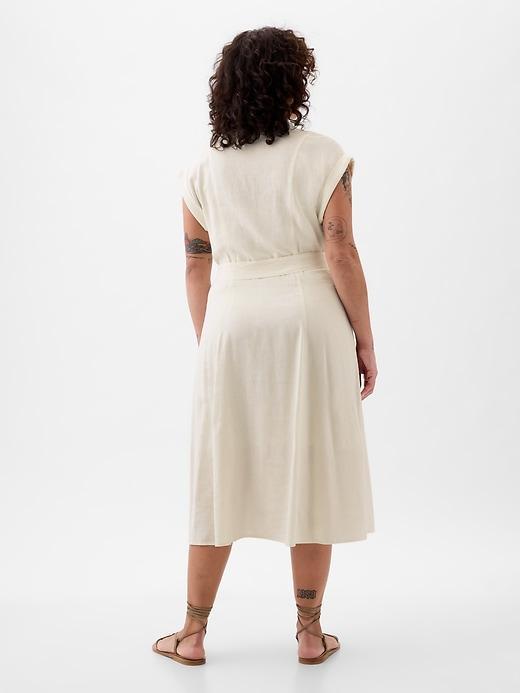 Linen-Blend Midi Shirtdress Product Image