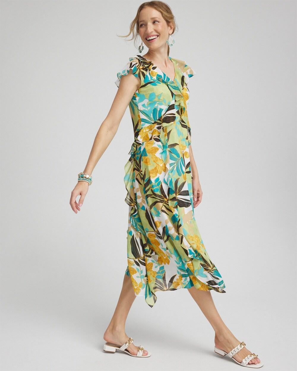 Chiffon Floral Faux Wrap Dress Product Image