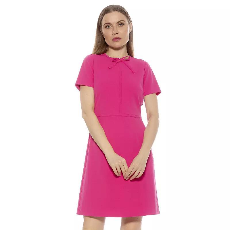 Women's ALEXIA ADMOR Eira Short Sleeve Fit and Flare Dress, Size: Small, Ivory Product Image
