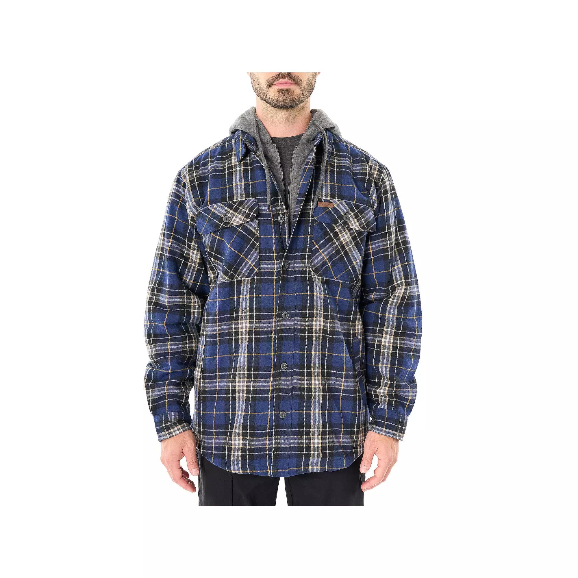 Big & Tall Smith's Workwear Sherpa-Lined Hooded Flannel Shacket, Men's, Size: 3XB, Blue Product Image