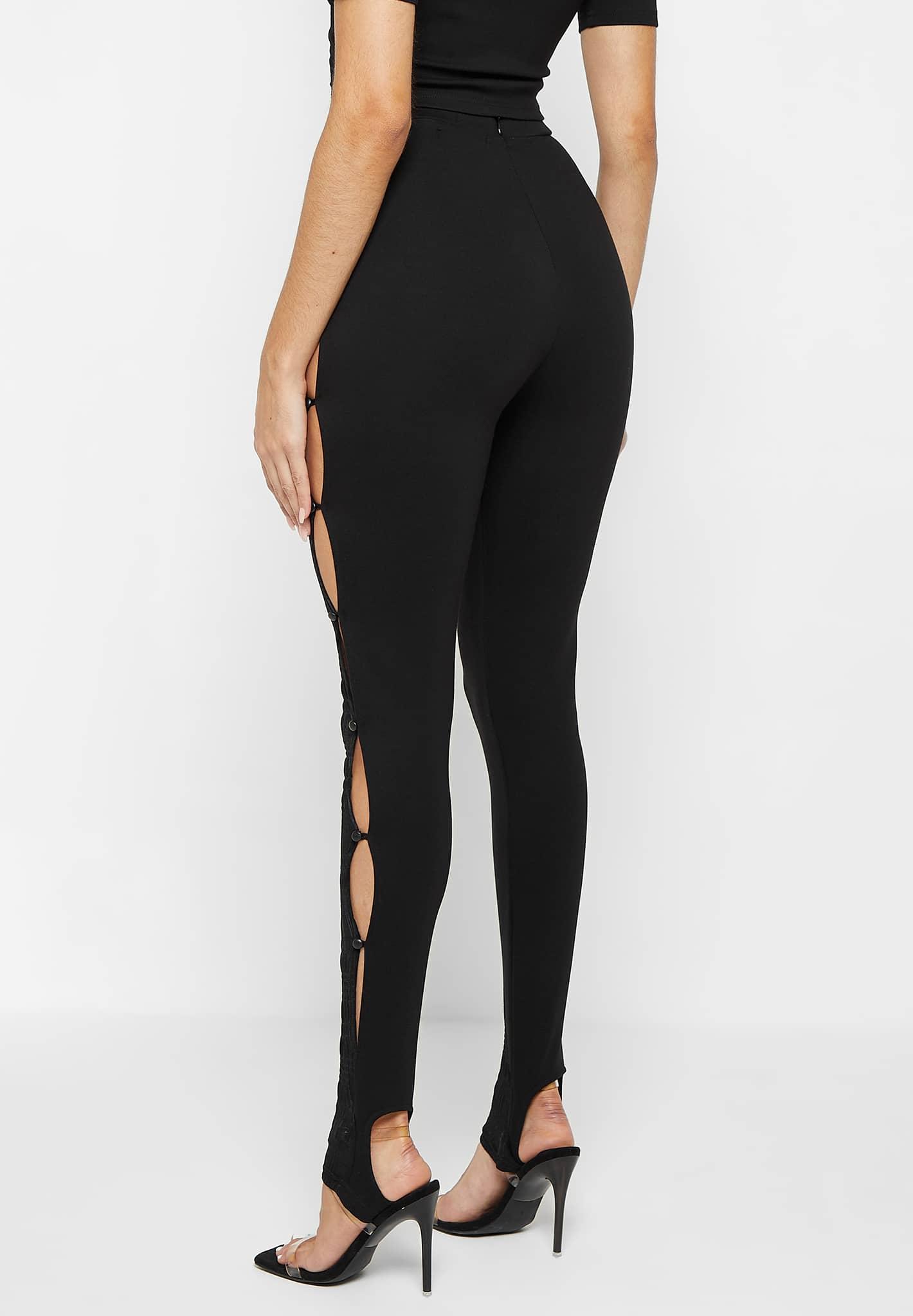 Bandage & Mesh Cut Out Leggings - Black Female Product Image