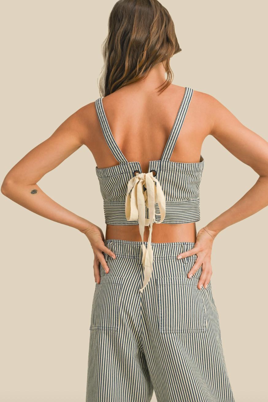 Striped Tied Back Top Product Image