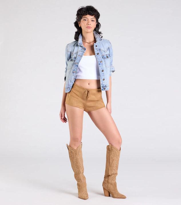 Sweet Beginnings Lace-Up Faux Suede Hot Shorts Product Image