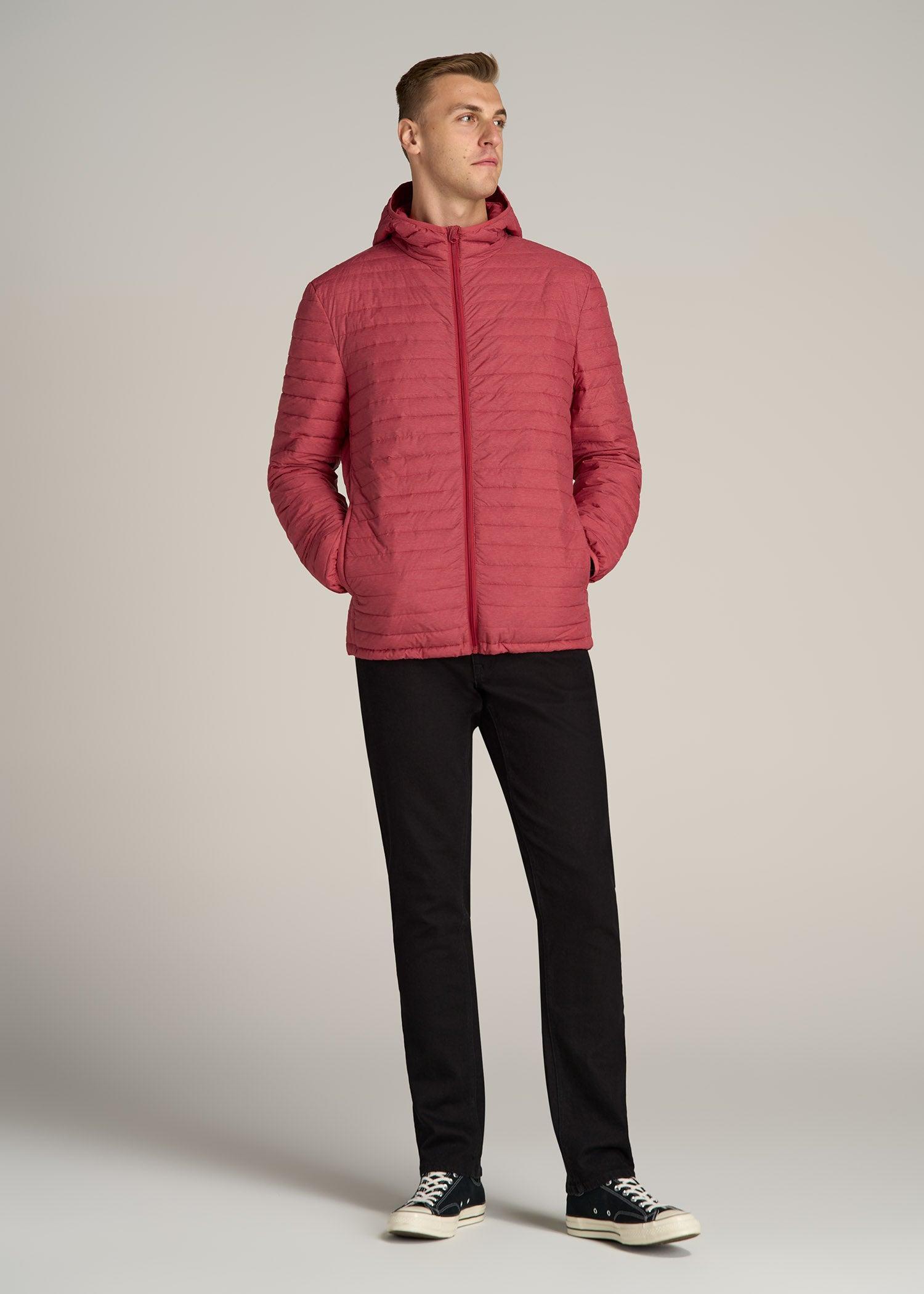 Tall Men's Packable Puffer Jacket in Red Space Dye Product Image