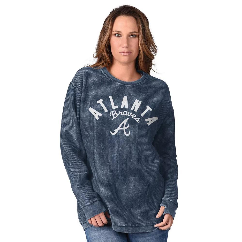 Women's G-III 4Her by Carl Banks Navy Atlanta Braves Comfy Cord Pullover Sweatshirt, Size: XXL, Blue Product Image