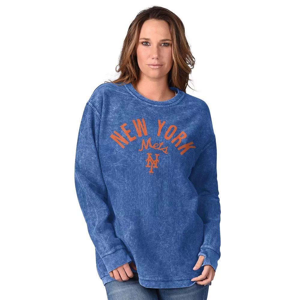 Women's G-III 4Her by Carl Banks Royal New York Mets Comfy Cord Pullover Sweatshirt, Size: Medium, Blue Product Image