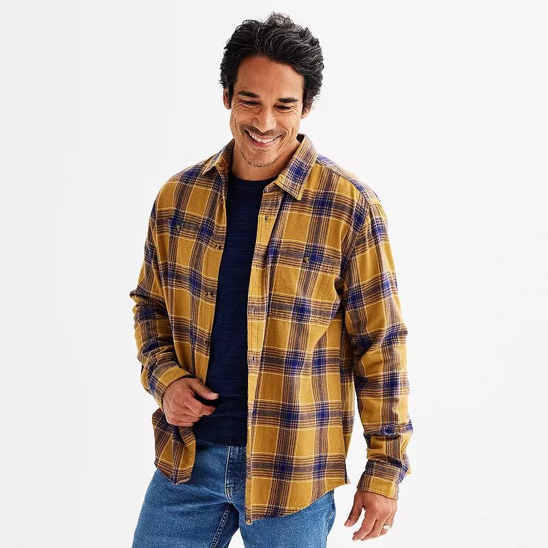 Men's Sonoma Goods For Life® Supersoft Flannel Button-Down Shirt, Size: Small, Light Blue Plaid Product Image