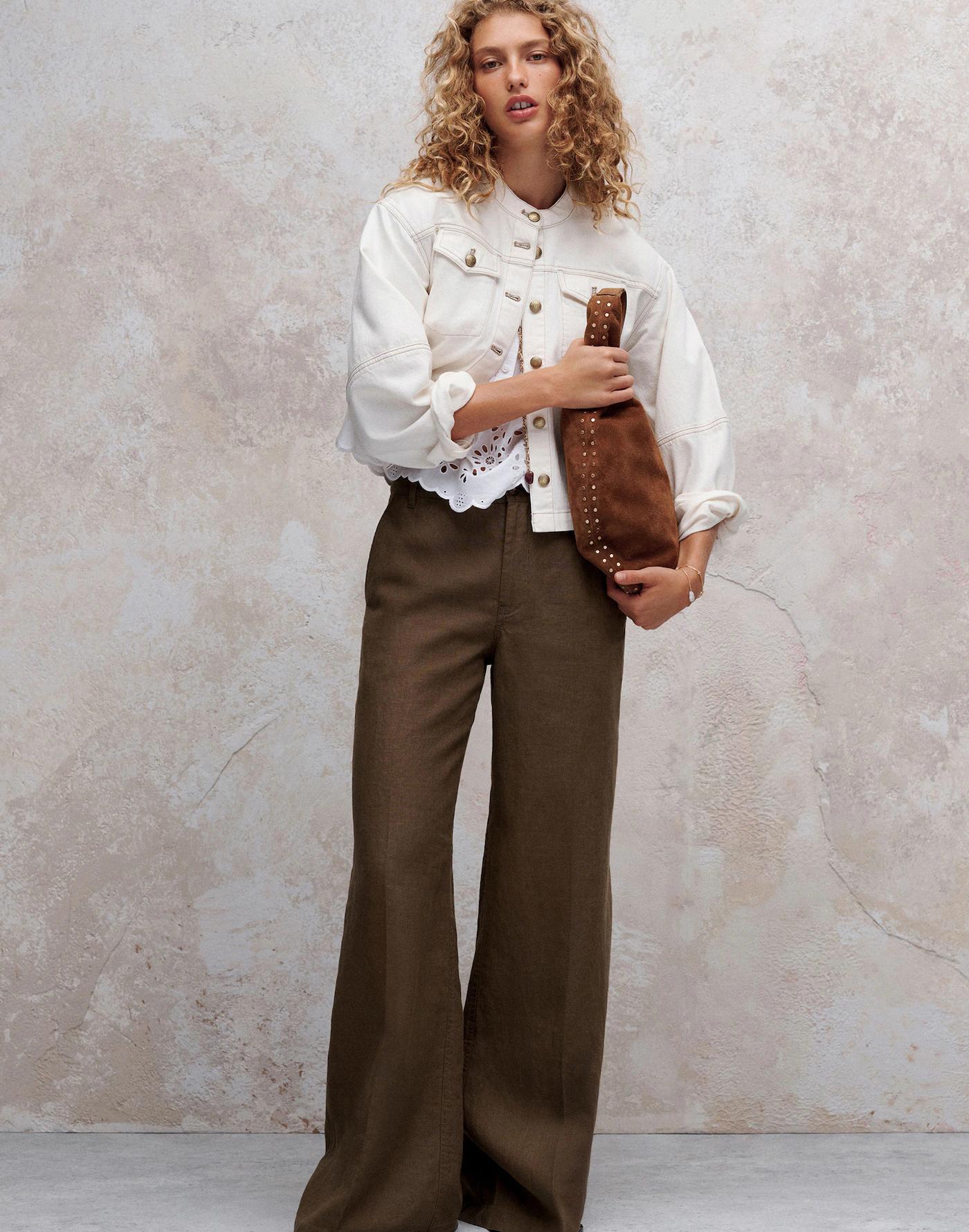 The Zoe Relaxed Wide Pant in 100% Linen Product Image