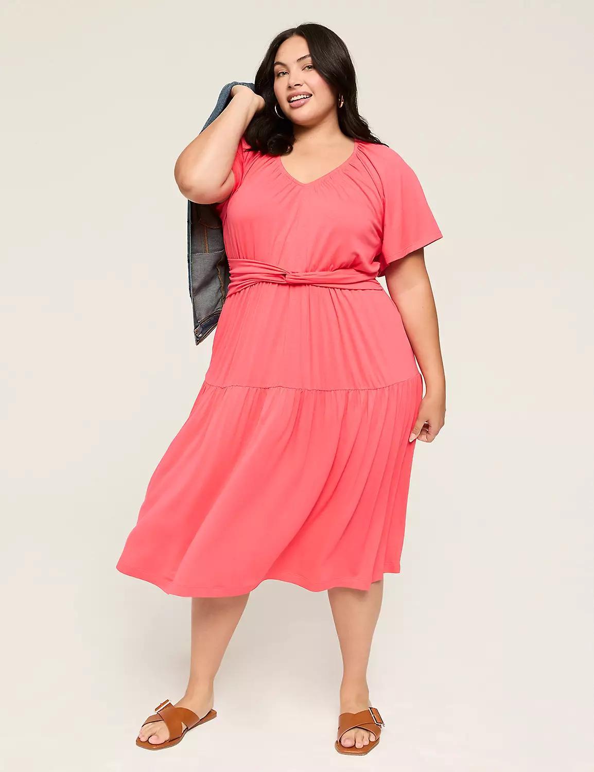 Flutter-Sleeve Twist-Waist Dress Product Image