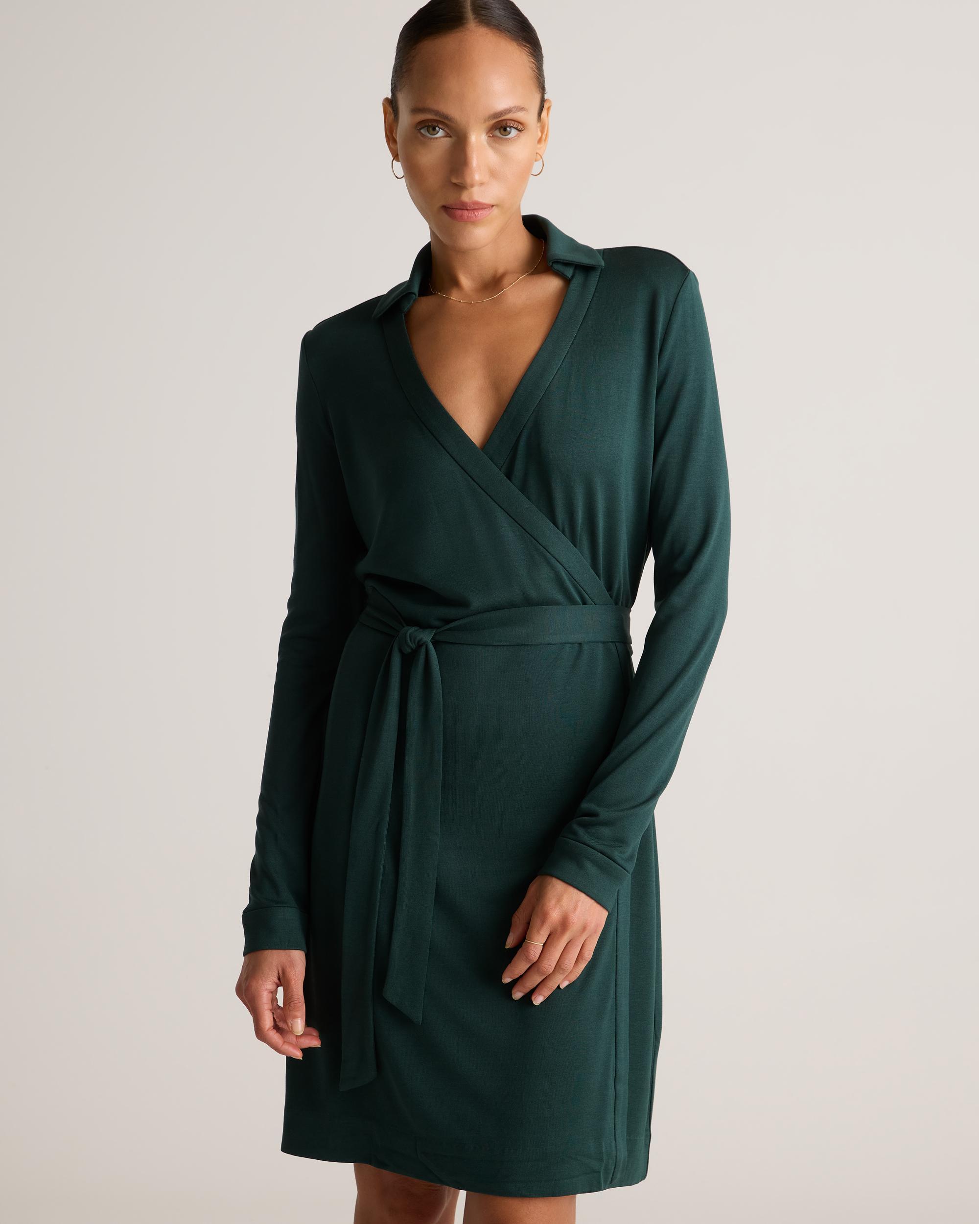Quince | Women's 100% Silk Jersey Mini Wrap Dress Size XS Product Image