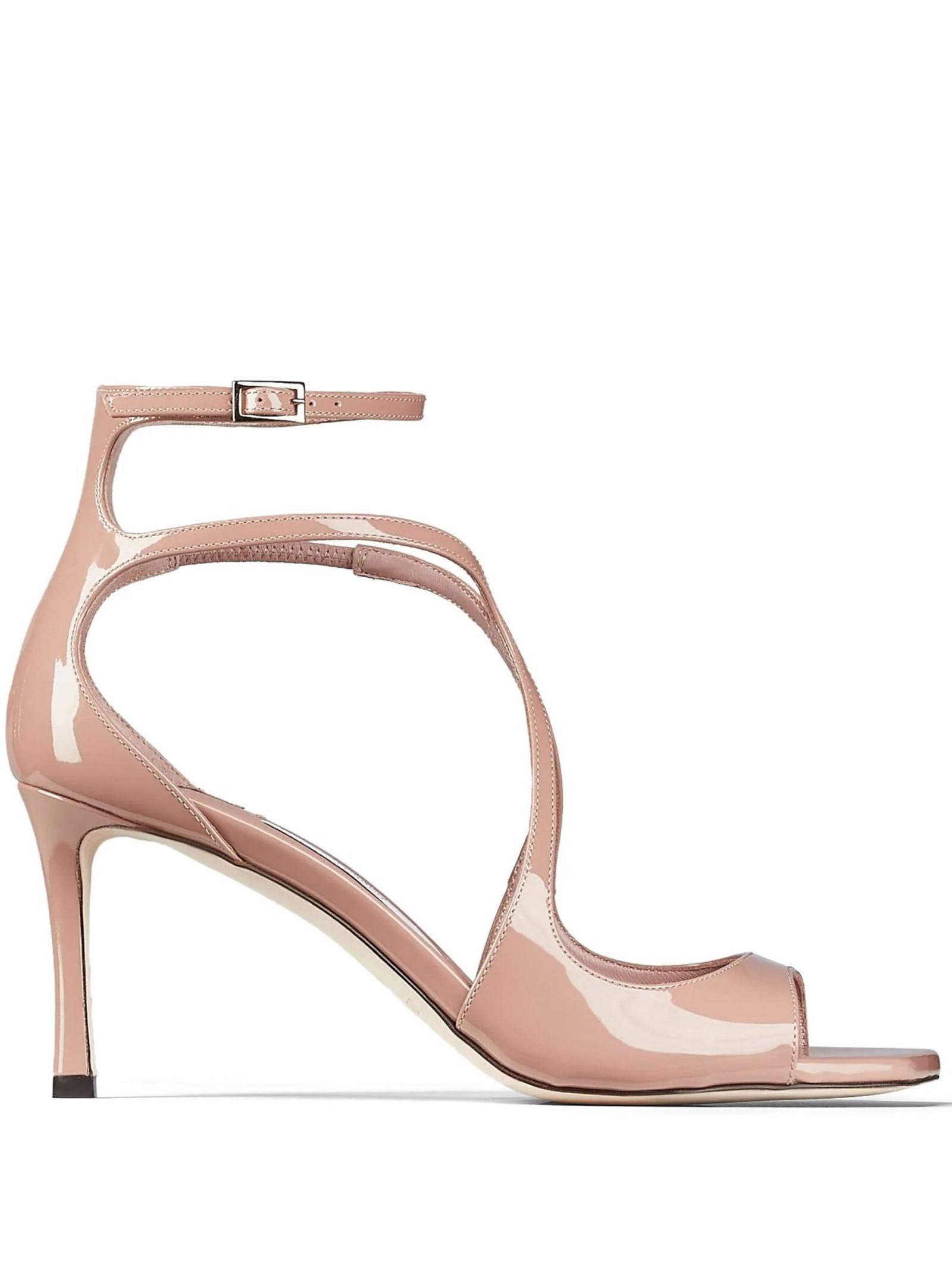 JIMMY CHOO Azia 75 Sandals In Pastel Pink Patent Leather In Neutro Product Image