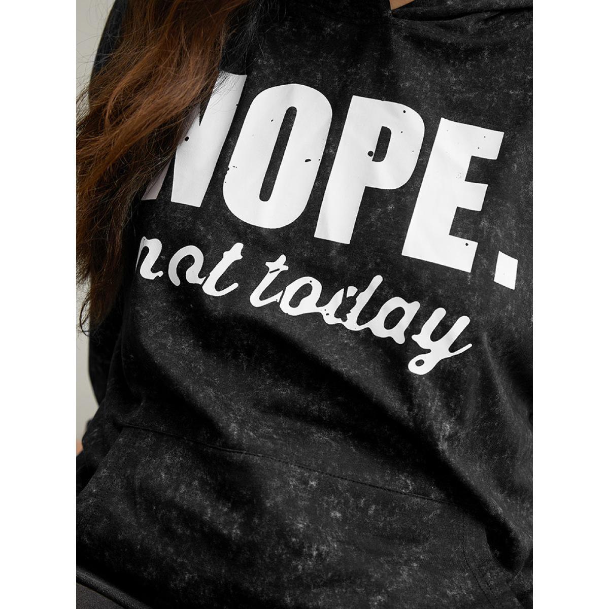 Plus Size Letter Vintage Hooded Pocket Sweatshirt Women Black Casual Printed Dailywear Sweatshirts BloomChic 26/4X Product Image