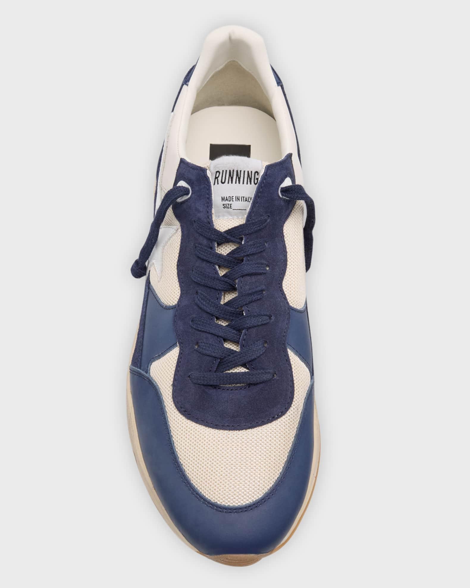 Men's Running Sole Mesh and Leather Sneakers Product Image