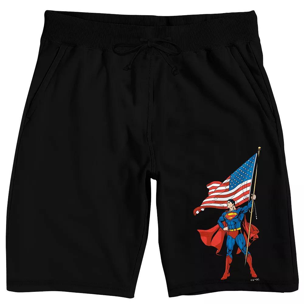 Men's Original & Unrestored DC Comics Superman Americana Pajama Shorts, Size: XXL, Black Product Image