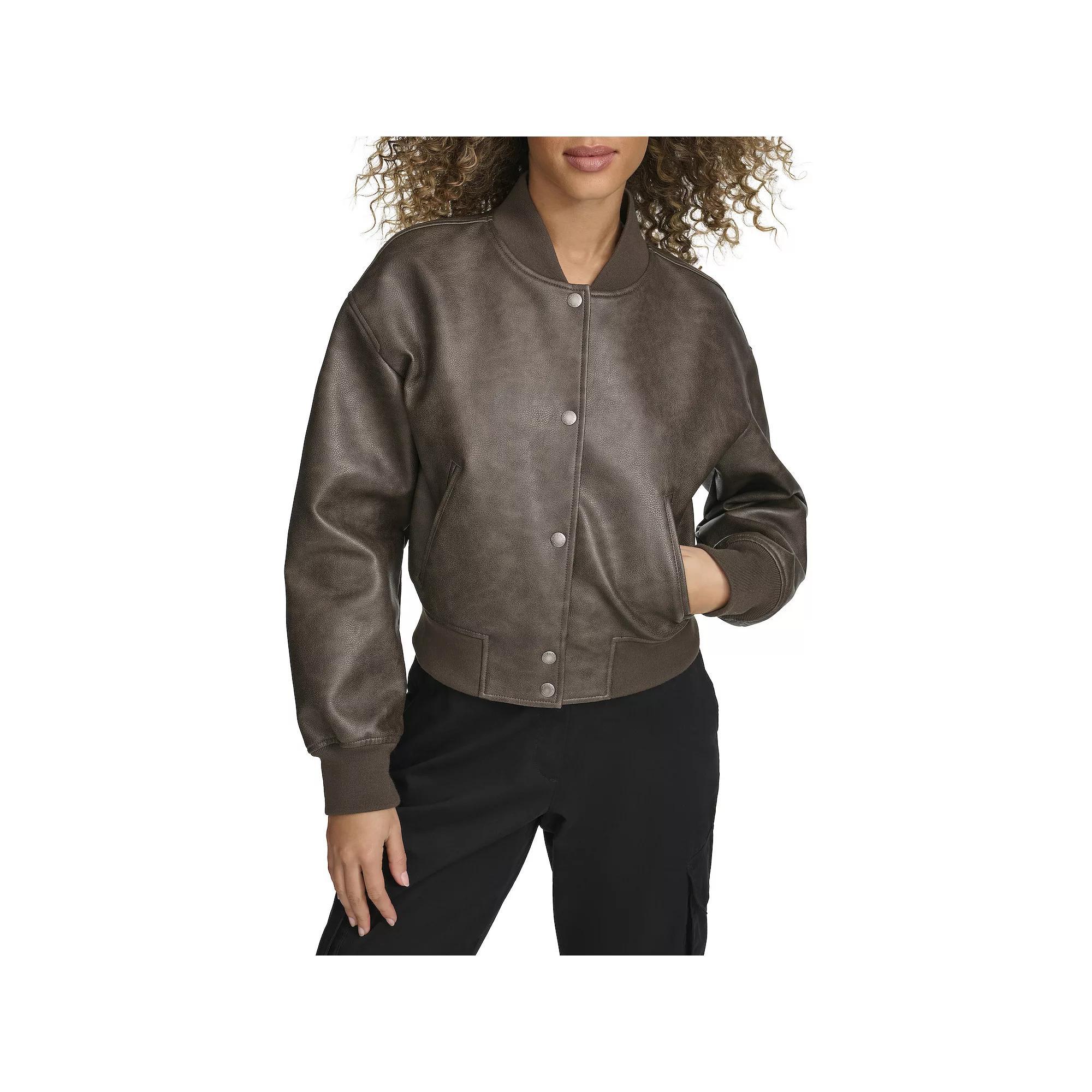 Women's Levi's® Faux Leather Cropped Bomber Jacket, Size: Small, Grey Product Image