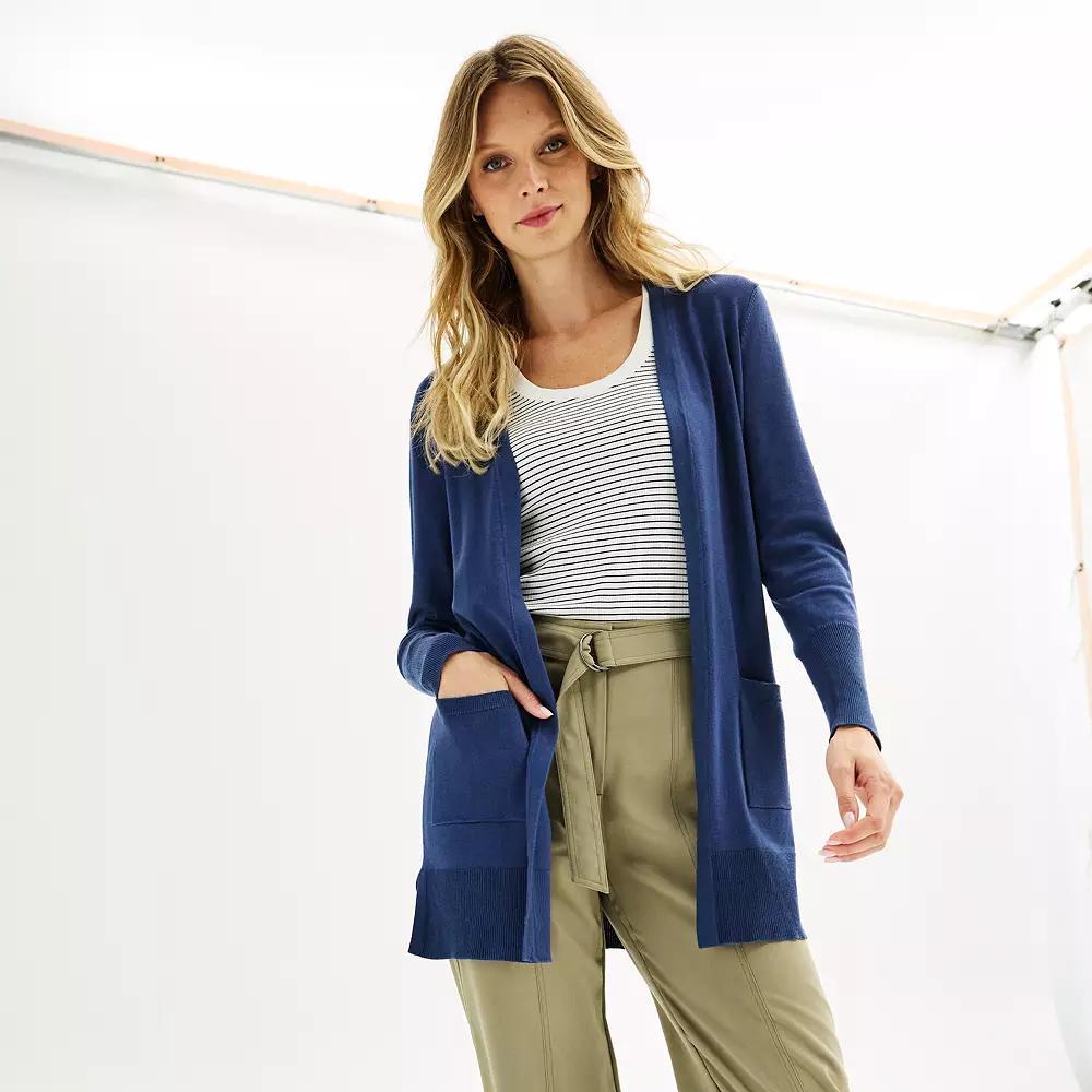 Women's Nine West Essential Cardigan, Size: Medium, Blue Product Image
