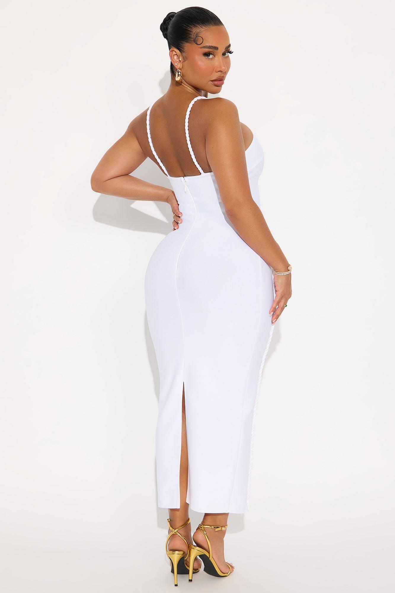 Pleasing You Bandage Midi Dress - White Product Image