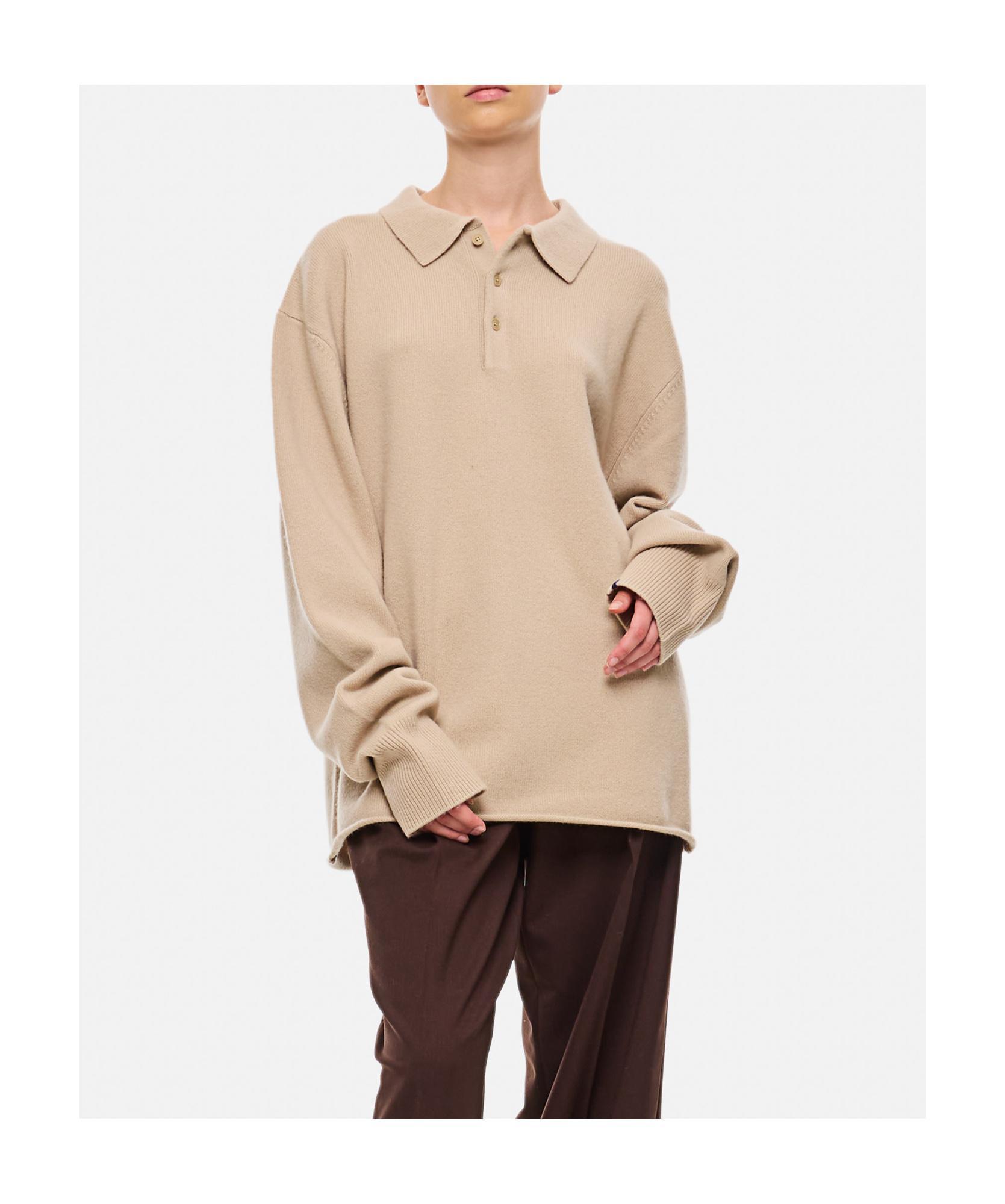 EXTREME CASHMERE Long-sleeved Polo Sweater In Nude Product Image