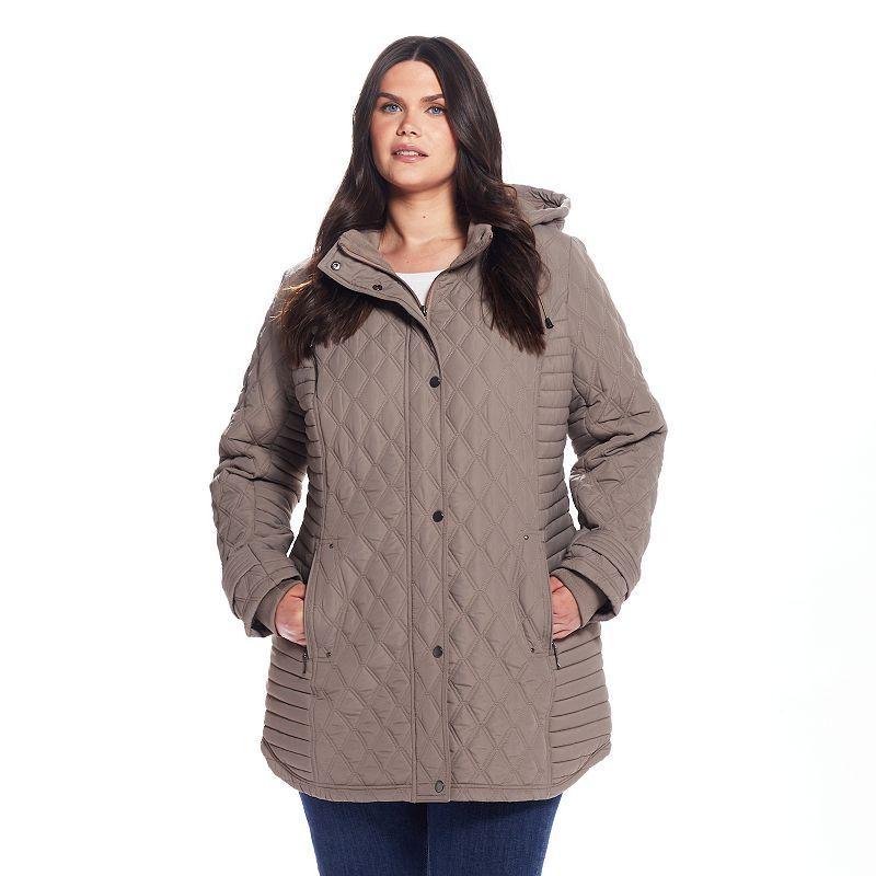 Women's Weathercast Ribbed Knit Quilted Hooded Walker Jacket, Size: Small, Coriander Product Image