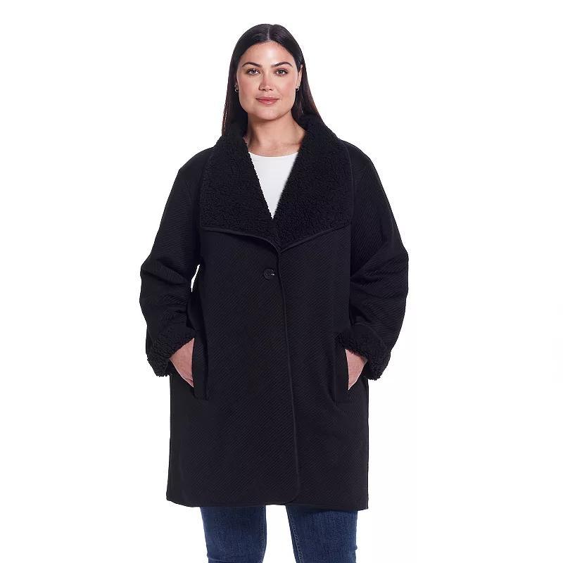 Plus Size Weathercast Ribbed Knit Sherpa-Lined Coatigan, Women's, Size: 2XL, Ivory Product Image